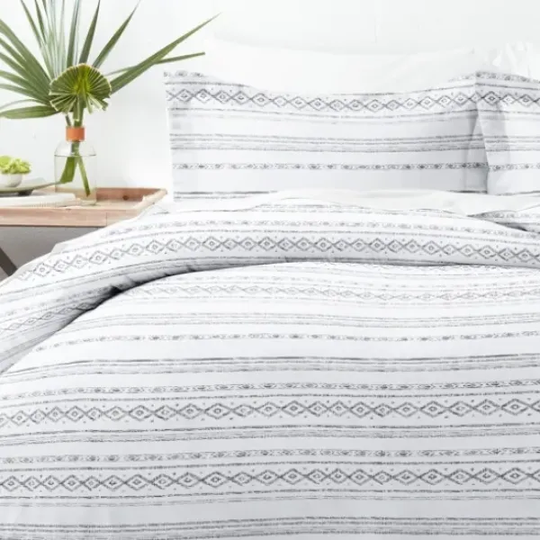 Duvets-Kirkland's Home Gray Geometric 3-Pc. King Duvet Cover Set Gray/White