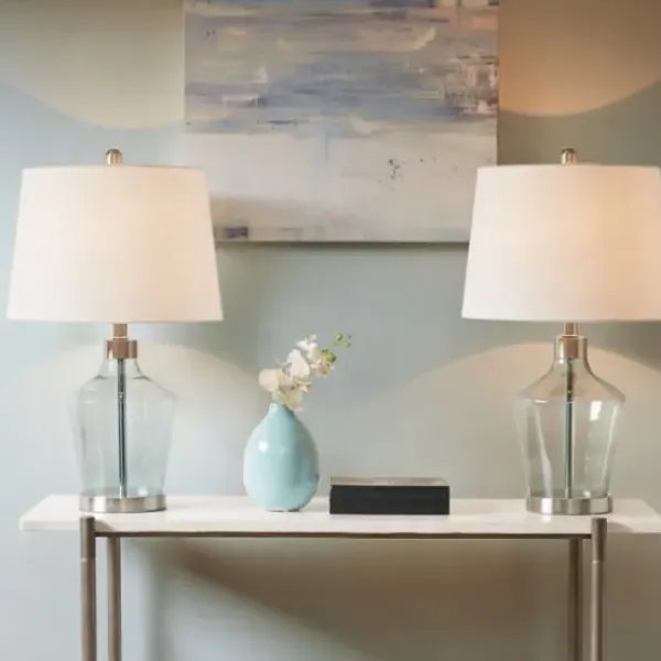 Table Lamps-Kirkland's Home Gray Glass Bold Table Lamps, Set Of 2 White