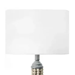 Table Lamps-Kirkland's Home Gray Iron And Rattan Beaded Table Lamp White