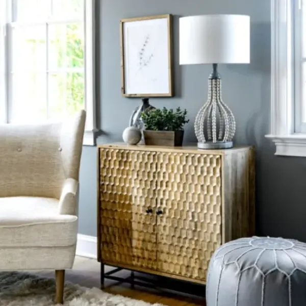Table Lamps-Kirkland's Home Gray Iron And Rattan Beaded Table Lamp White