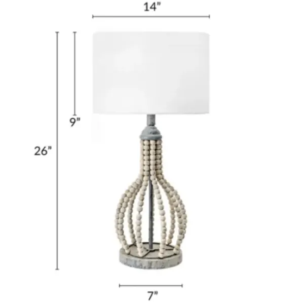 Table Lamps-Kirkland's Home Gray Iron And Rattan Beaded Table Lamp White