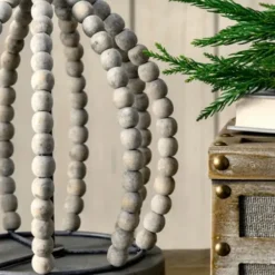Table Lamps-Kirkland's Home Gray Iron And Rattan Beaded Table Lamp White