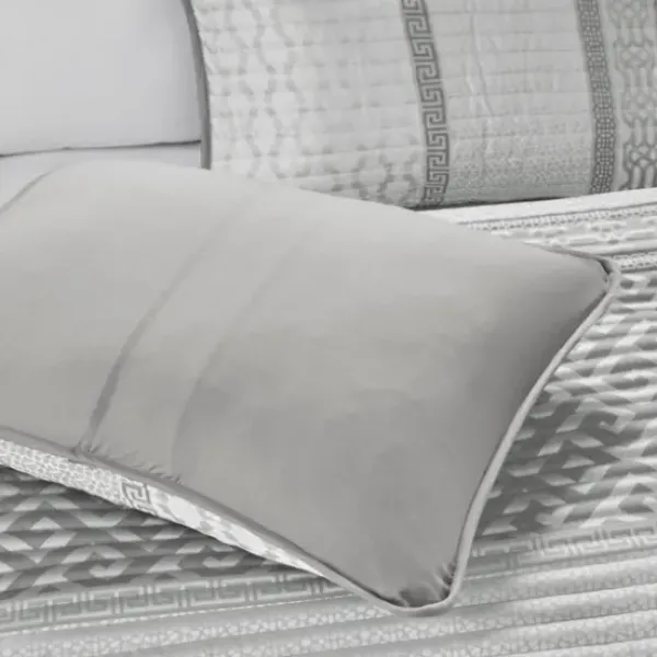 Bedspreads & Coverlets-Kirkland's Home Gray Jacquard Motif 4-Pc. Queen Coverlet Set Gray/White
