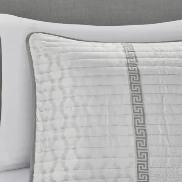 Bedspreads & Coverlets-Kirkland's Home Gray Jacquard Motif 4-Pc. Queen Coverlet Set Gray/White
