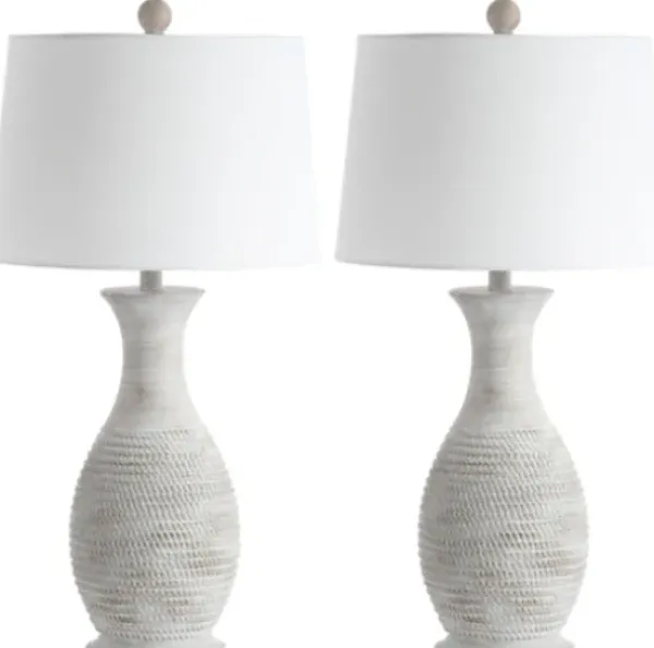 Table Lamps-Kirkland's Home Gray Jug Base Table Lamps, Set Of 2 White