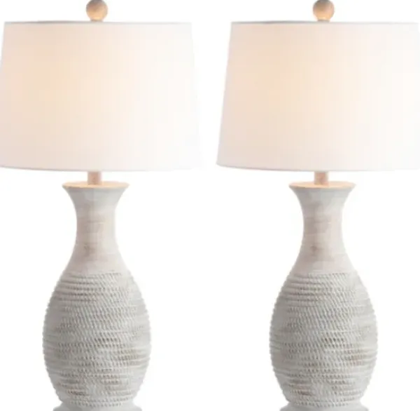 Table Lamps-Kirkland's Home Gray Jug Base Table Lamps, Set Of 2 White