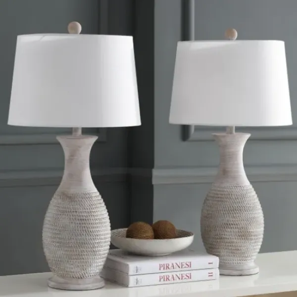 Table Lamps-Kirkland's Home Gray Jug Base Table Lamps, Set Of 2 White