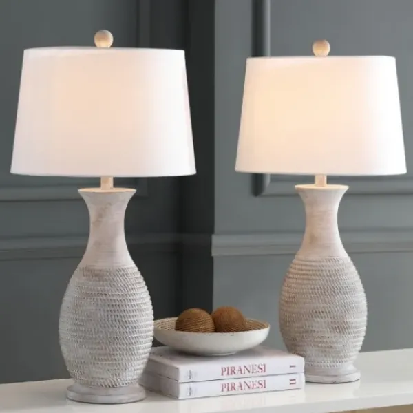 Table Lamps-Kirkland's Home Gray Jug Base Table Lamps, Set Of 2 White