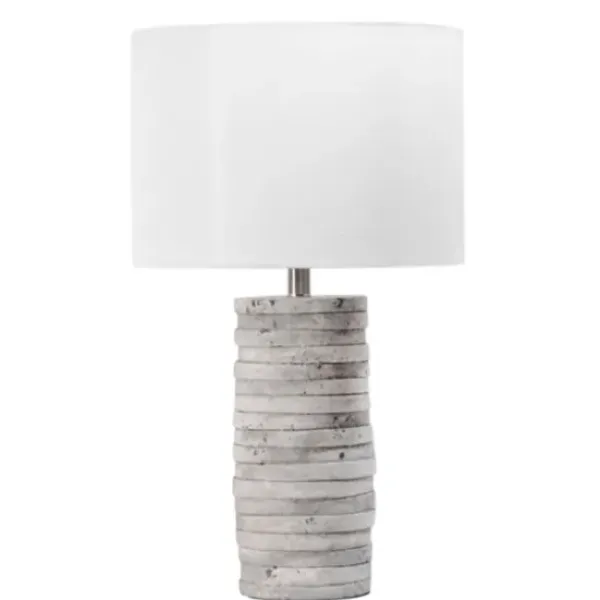 Table Lamps-Kirkland's Home Gray Layered Cylinder Table Lamp White