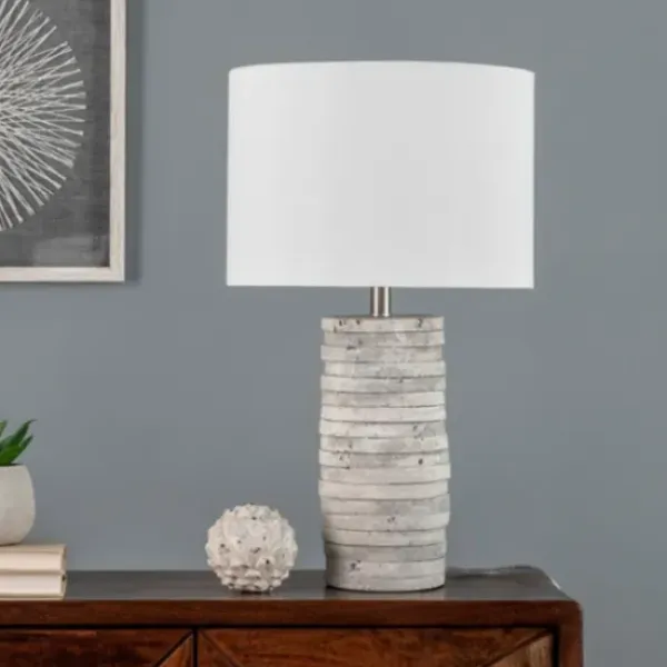 Table Lamps-Kirkland's Home Gray Layered Cylinder Table Lamp White
