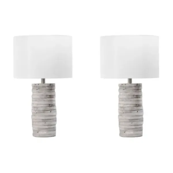 Table Lamps-Kirkland's Home Gray Layered Cylinder Table Lamp White