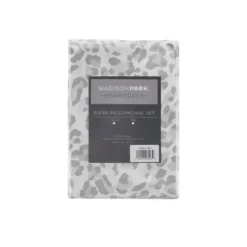 Bed Sheets-Kirkland's Home Gray Leopard Satin Standard 2-Pc. Pillow Case Set White/Gray