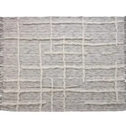 Blankets & Throws-Kirkland's Home Gray Line Work Throw Gray/Ivory
