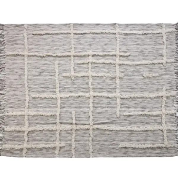 Blankets & Throws-Kirkland's Home Gray Line Work Throw Gray/Ivory
