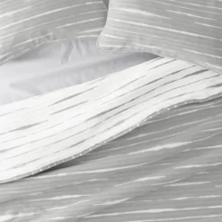 Quilts-Kirkland's Home Gray Linear Reversible 3-Pc. Queen Quilt Set Gray/White