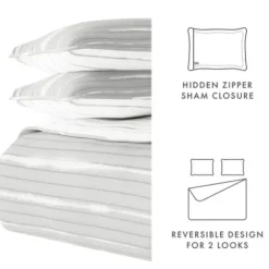 Quilts-Kirkland's Home Gray Linear Reversible 2-Pc. Twin Quilt Set Gray/White