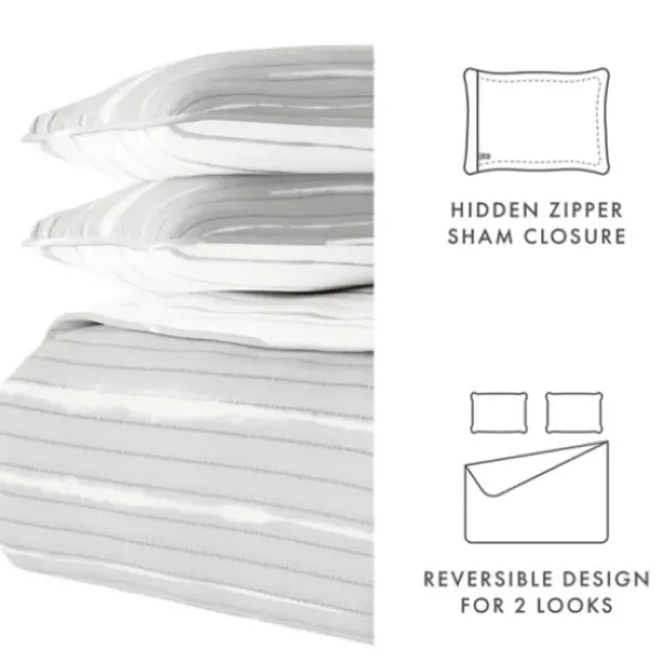 Quilts-Kirkland's Home Gray Linear Reversible 2-Pc. Twin Quilt Set Gray/White