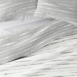 Quilts-Kirkland's Home Gray Linear Reversible 3-Pc. King Quilt Set Gray/White