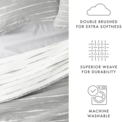 Quilts-Kirkland's Home Gray Linear Reversible 3-Pc. King Quilt Set Gray/White