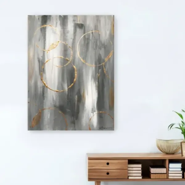 Canvas Art-Kirkland's Home Gray Matter Abstract Canvas Art Print Gray/White/Orange