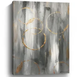 Canvas Art-Kirkland's Home Gray Matter Abstract Canvas Art Print Gray/White/Orange