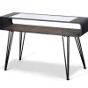 Console Tables-Kirkland's Home Gray Metal And Rattan Shelf Console Table