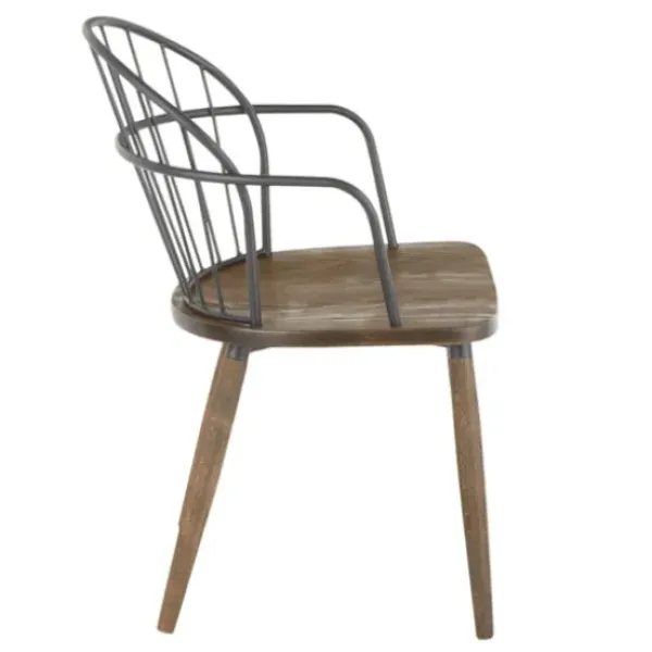 Dining Chairs-Kirkland's Home Gray Metal Spindle Back Dining Chairs, Set Of 2 Brown/Gray