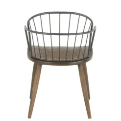 Dining Chairs-Kirkland's Home Gray Metal Spindle Back Dining Chairs, Set Of 2 Brown/Gray