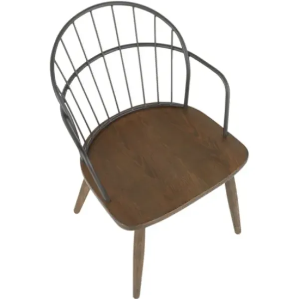 Dining Chairs-Kirkland's Home Gray Metal Spindle Back Dining Chairs, Set Of 2 Brown/Gray
