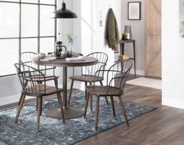 Dining Chairs-Kirkland's Home Gray Metal Spindle Back Dining Chairs, Set Of 2 Brown/Gray