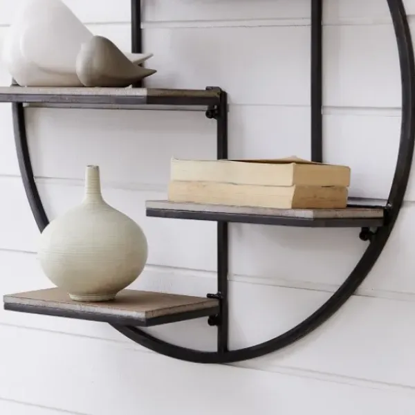 Shelves-Kirkland's Home Gray Metal 4-Tier Circular Wall Shelf