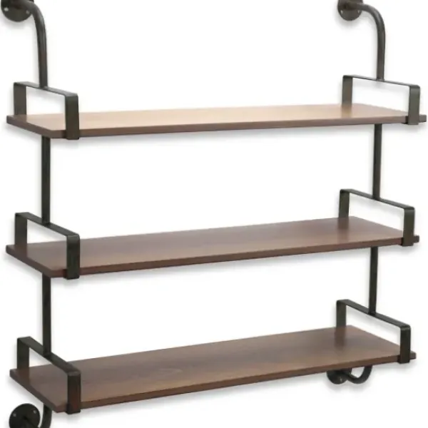 Shelves-Kirkland's Home Gray Modern Triple Rack Wall Shelf