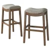 Bar Stools & Counter Height Stools-Kirkland's Home Gray Nailhead Trim Saddle Bar Stools, Set Of 2