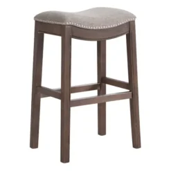 Bar Stools & Counter Height Stools-Kirkland's Home Gray Nailhead Trim Saddle Bar Stools, Set Of 2