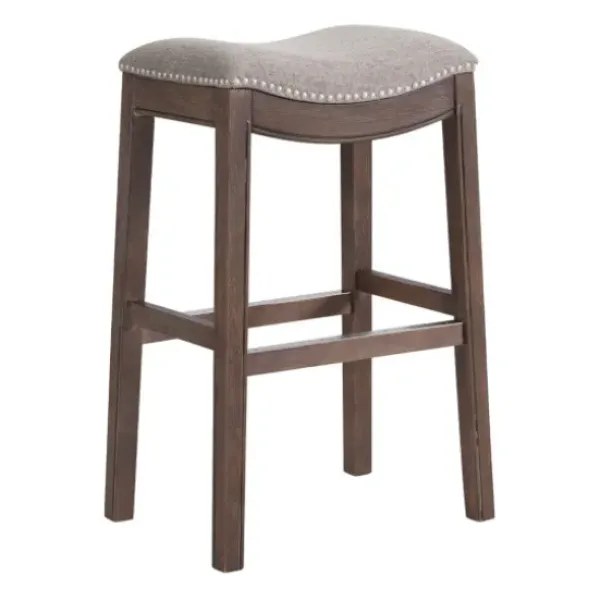Bar Stools & Counter Height Stools-Kirkland's Home Gray Nailhead Trim Saddle Bar Stools, Set Of 2