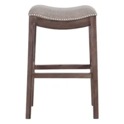 Bar Stools & Counter Height Stools-Kirkland's Home Gray Nailhead Trim Saddle Bar Stools, Set Of 2