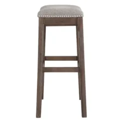 Bar Stools & Counter Height Stools-Kirkland's Home Gray Nailhead Trim Saddle Bar Stools, Set Of 2