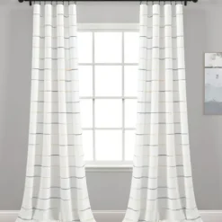 Curtains & Drapes-Kirkland's Home Gray Ombre Stripe Curtain Panel Set, 84 In. Gray/White