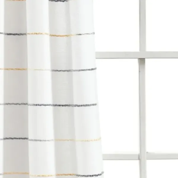 Curtains & Drapes-Kirkland's Home Gray Ombre Stripe Curtain Panel Set, 84 In. Gray/White