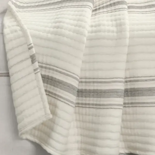 Blankets & Throws-Kirkland's Home Gray Pick Stitch Stripe Decorative Throw Gray/White