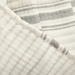 Blankets & Throws-Kirkland's Home Gray Pick Stitch Stripe Decorative Throw Gray/White