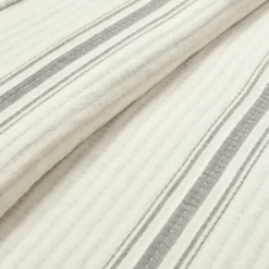 Quilts-Kirkland's Home Gray Pick Stitch Stripe King Quilt Gray/White