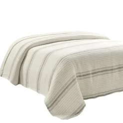Quilts-Kirkland's Home Gray Pick Stitch Stripe King Quilt Gray/White