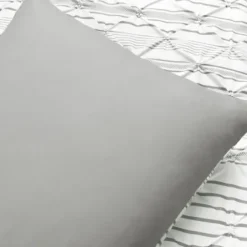 Comforters-Kirkland's Home Gray Pintuck Stripe Full/Queen 5-Pc. Comforter Set Gray/White