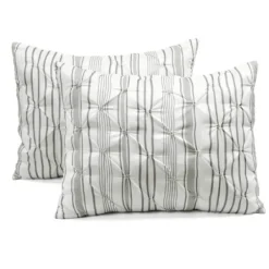 Comforters-Kirkland's Home Gray Pintuck Stripe King 5-Pc. Comforter Set Gray/White