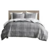 Comforters-Kirkland's Home Gray Plaid Dayton 3-Pc. Full/Queen Comforter Set Gray/White