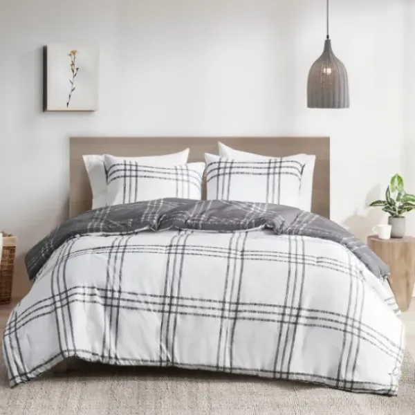 Comforters-Kirkland's Home Gray Plaid Dayton 3-Pc. Full/Queen Comforter Set Gray/White