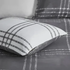 Comforters-Kirkland's Home Gray Plaid Dayton 3-Pc. King Comforter Set Gray/White