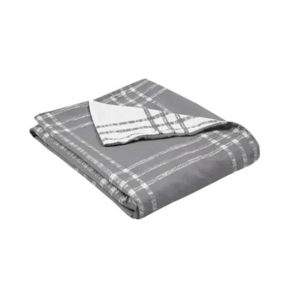 Duvets-Kirkland's Home Gray Plaid Reversible 3-Pc. Queen Duvet Cover Set Gray/White
