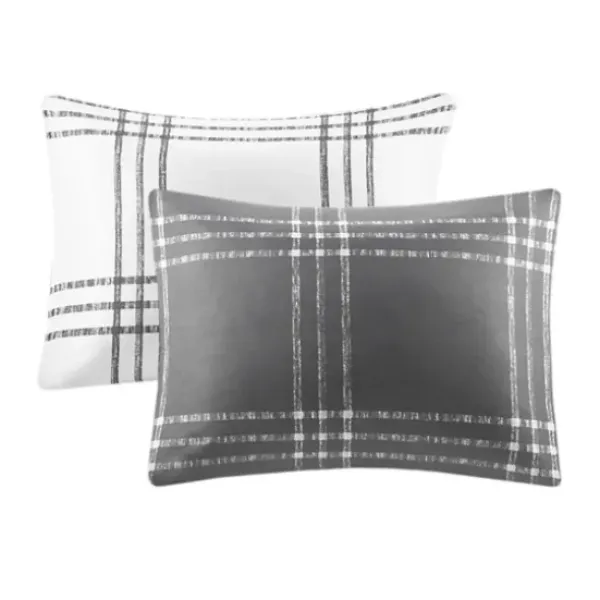 Duvets-Kirkland's Home Gray Plaid Reversible 3-Pc. Queen Duvet Cover Set Gray/White
